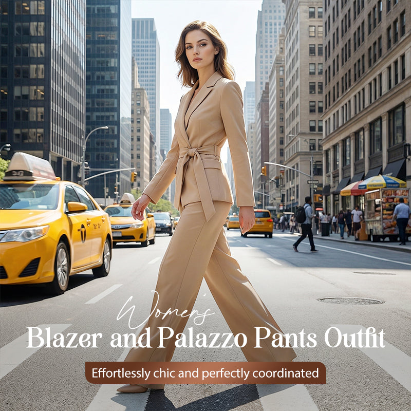 Professional Wrap Blazer and Palazzo Pants Outfit