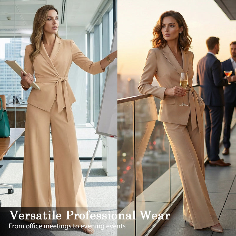 Professional Wrap Blazer and Palazzo Pants Outfit