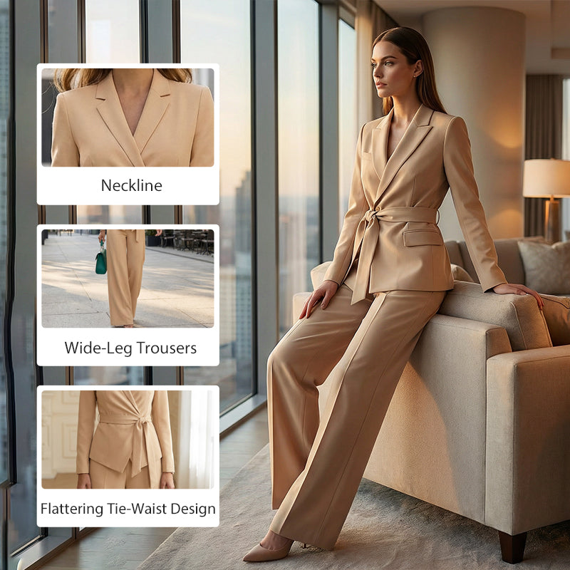 Professional Wrap Blazer and Palazzo Pants Outfit