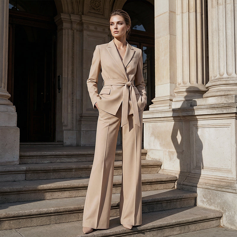 Professional Wrap Blazer and Palazzo Pants Outfit