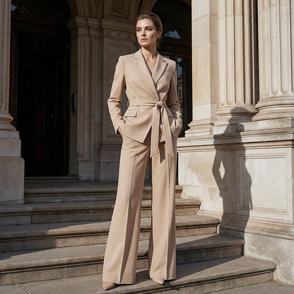 Professional Wrap Blazer and Palazzo Pants Outfit