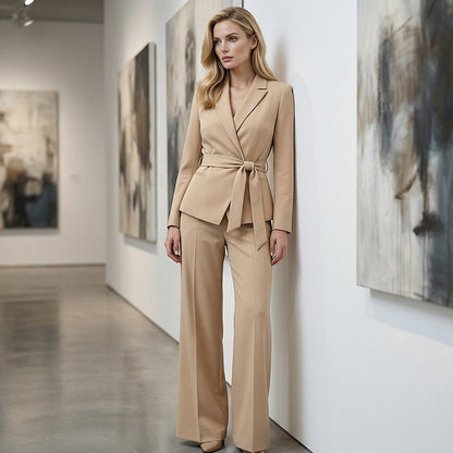 Professional Wrap Blazer and Palazzo Pants Outfit