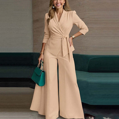 Professional Wrap Blazer and Palazzo Pants Outfit