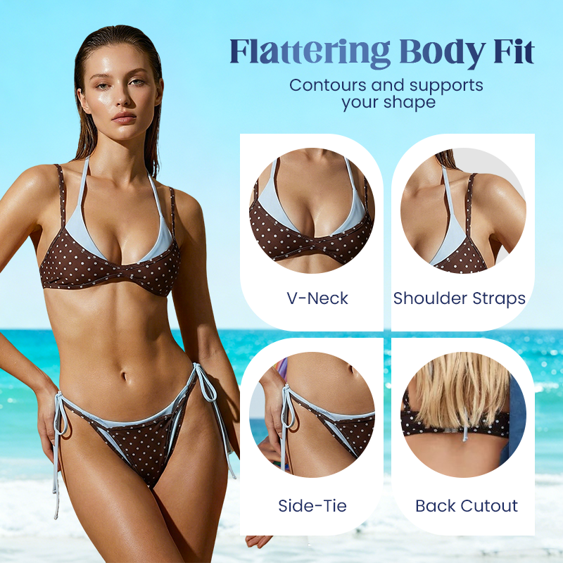 Women's Polka Dot Side-Tie Bikini Set