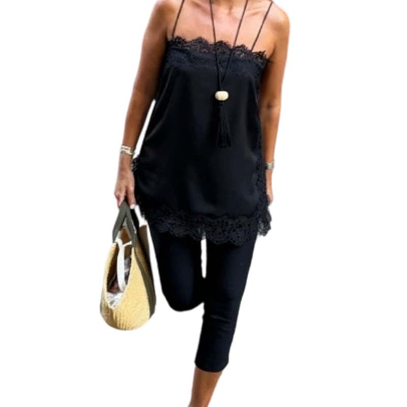 Lace Trim Satin Camisole Top