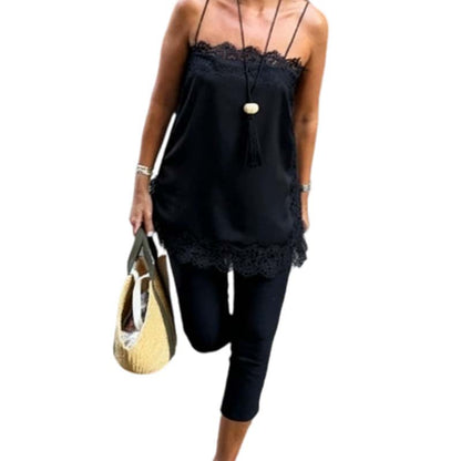 Lace Trim Satin Camisole Top