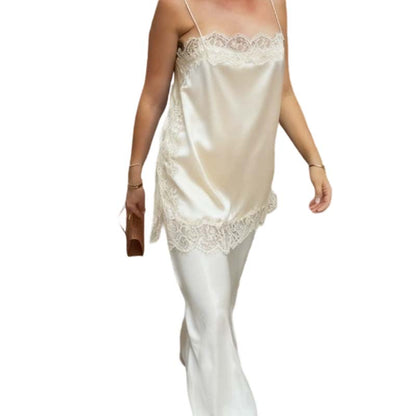 Lace Trim Satin Camisole Top