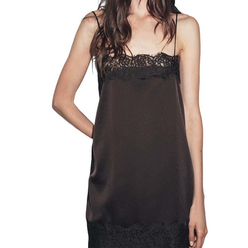 Lace Trim Satin Camisole Top