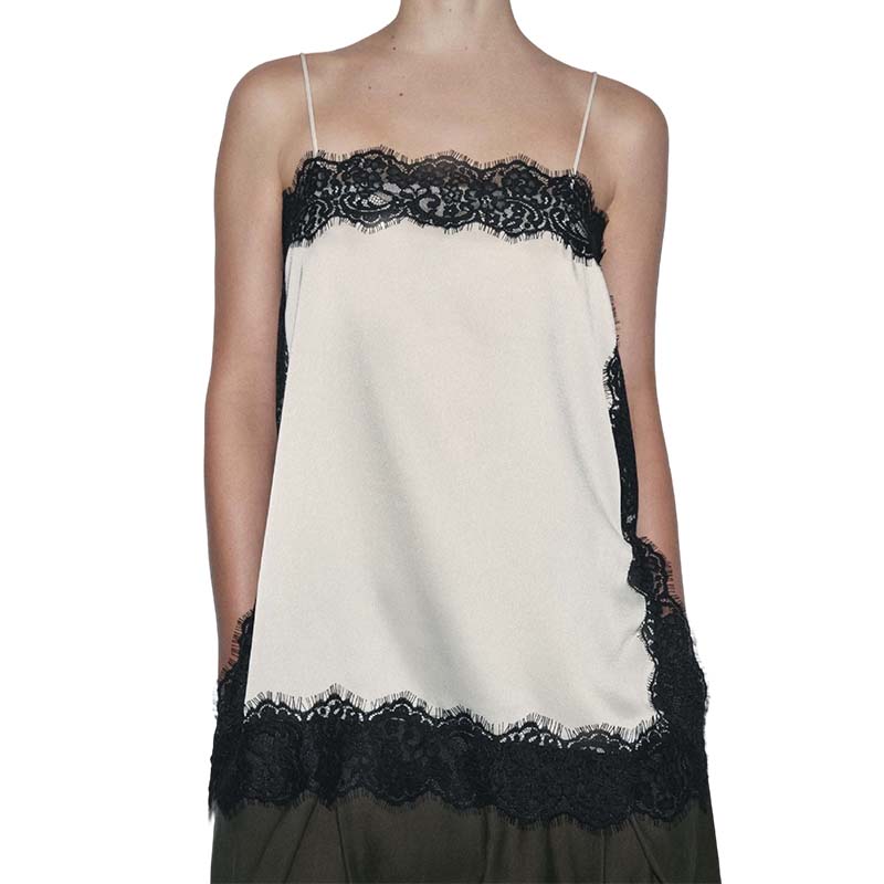Lace Trim Satin Camisole Top