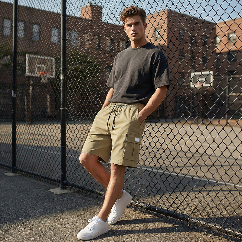 Men's Casual Cargo Shorts with Elastic Waist