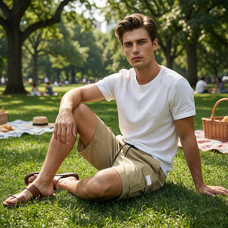 Men's Casual Cargo Shorts with Elastic Waist