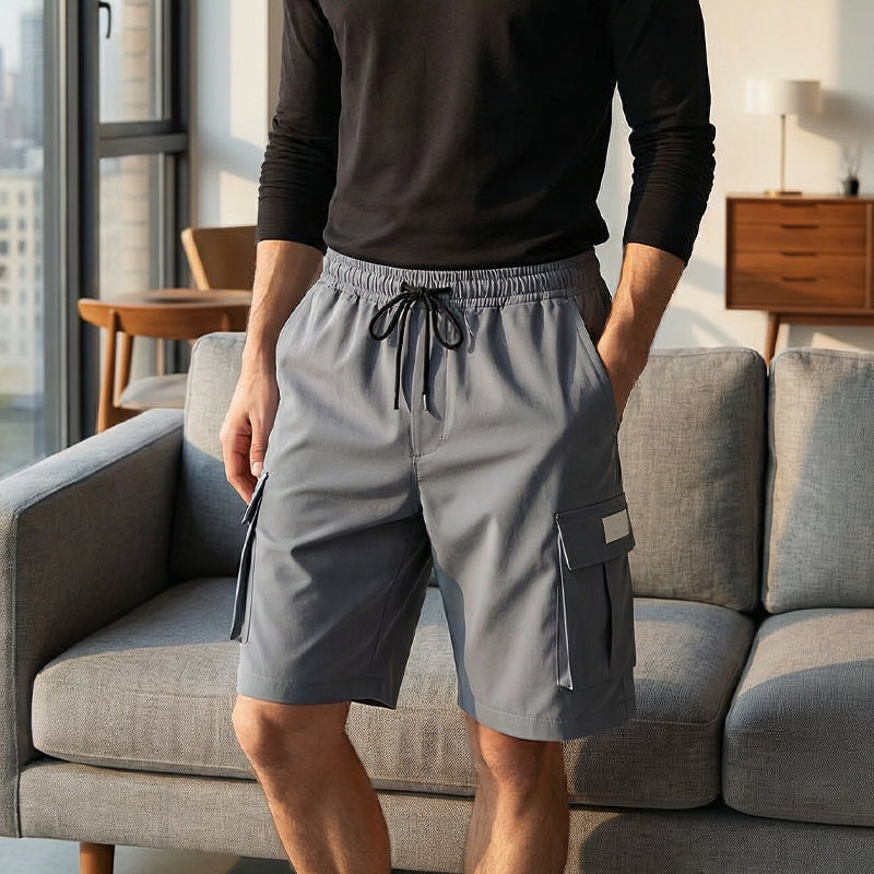 Men's Casual Cargo Shorts with Elastic Waist