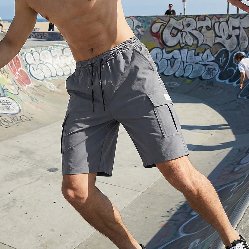 Men's Casual Cargo Shorts with Elastic Waist