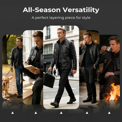 Men's Lined Faux Leather Biker Jacket