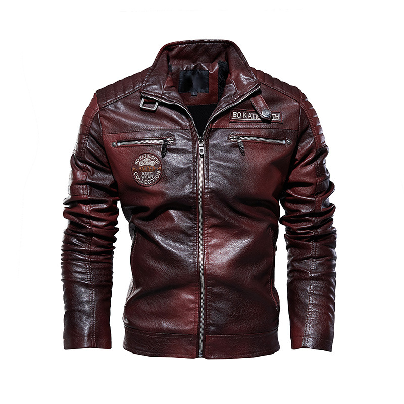 Men's Lined Faux Leather Biker Jacket