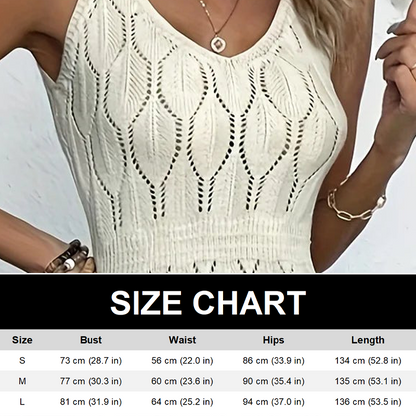 Elegant V-Neck Pointelle Knit Dress