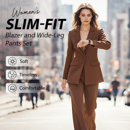 📢📢50% OFF !!!⏰Women's Elegant Blazer and Wide-Leg Pants Set