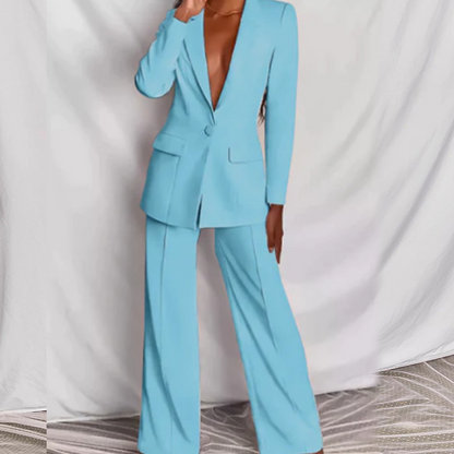 📢📢50% OFF !!!⏰Women's Elegant Blazer and Wide-Leg Pants Set