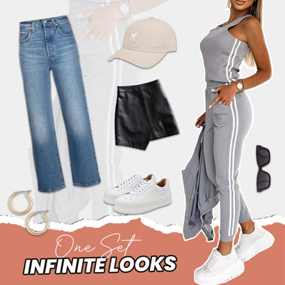 Women's Casual 3-Piece Set - Jacket, Tank Top & Pants