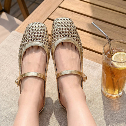 Women's Woven Square-Toe Mary Jane Mules👡