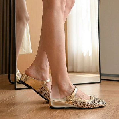 Women's Woven Square-Toe Mary Jane Mules👡