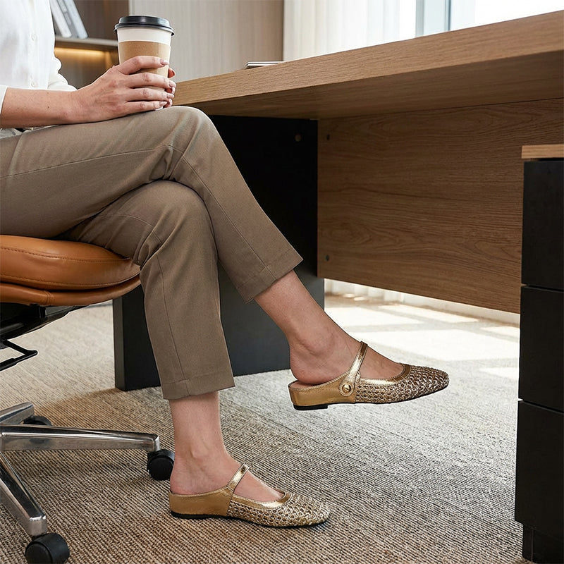 Women's Woven Square-Toe Mary Jane Mules👡