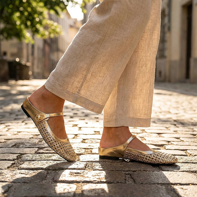 Women's Woven Square-Toe Mary Jane Mules👡