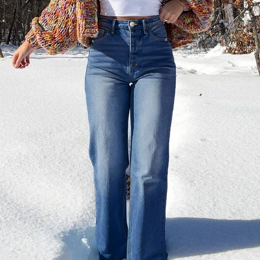 Women's High-Waist Stretch Straight Leg Jeans