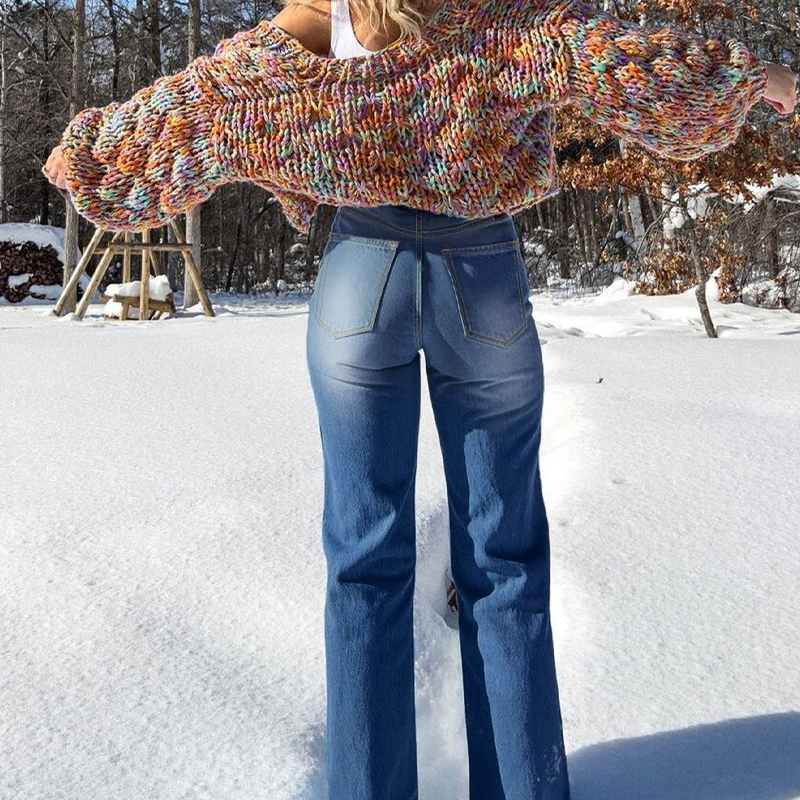 Women's High-Waist Stretch Straight Leg Jeans