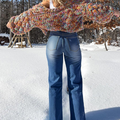 Women's High-Waist Stretch Straight Leg Jeans
