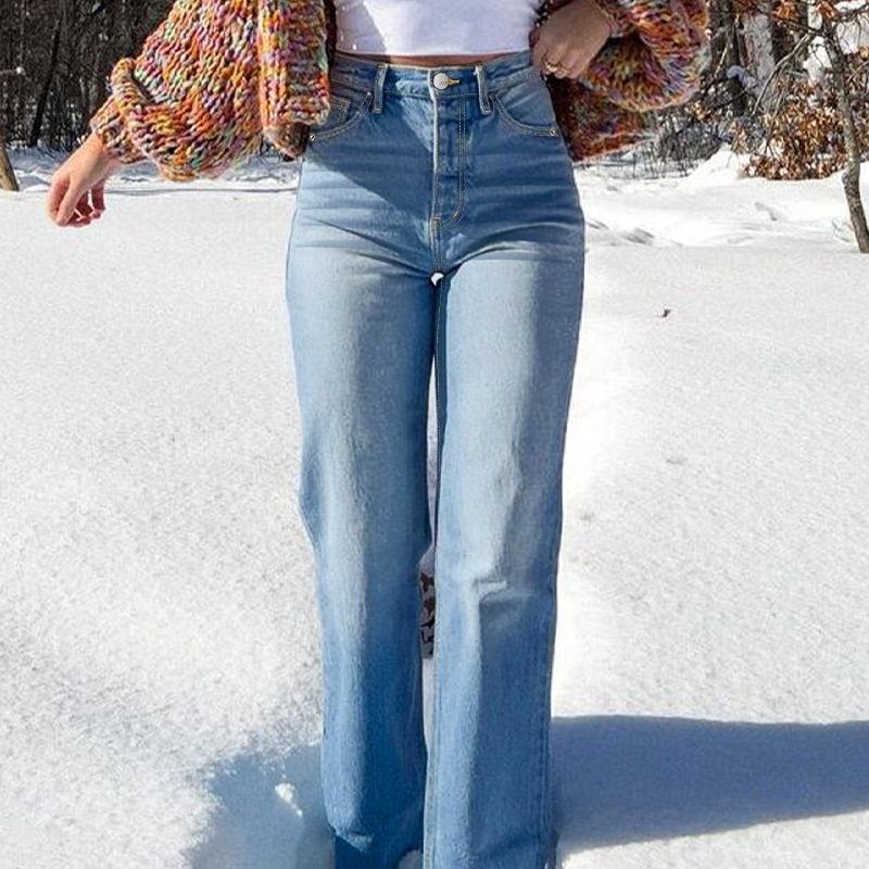Women's High-Waist Stretch Straight Leg Jeans