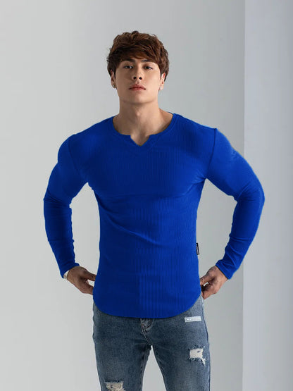 V-Neck Long-Sleeved Sports T-Shirt