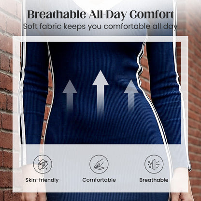 Women's Casual V-Neck Spliced Long Sleeve Bodycon Dress – Sporty Stripe Detail & Flattering Fit for Every Season! 🌟