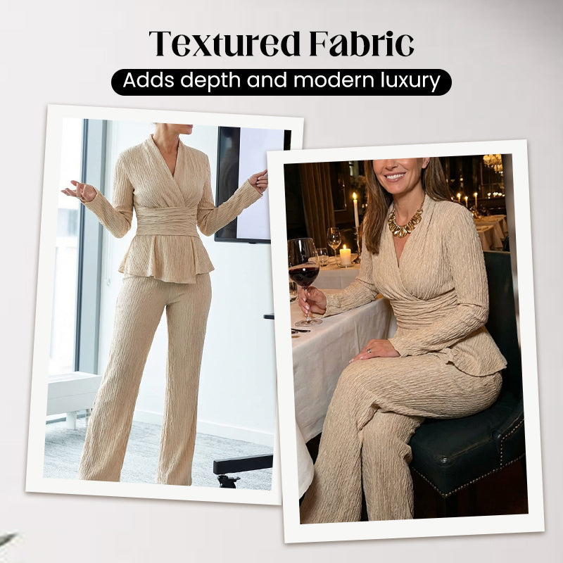 Women's Peplum Top & Pants 2-Piece Set