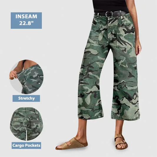 ⏳Time-Limited Special⏰Casual Wide-Leg Camouflage Crop Pants