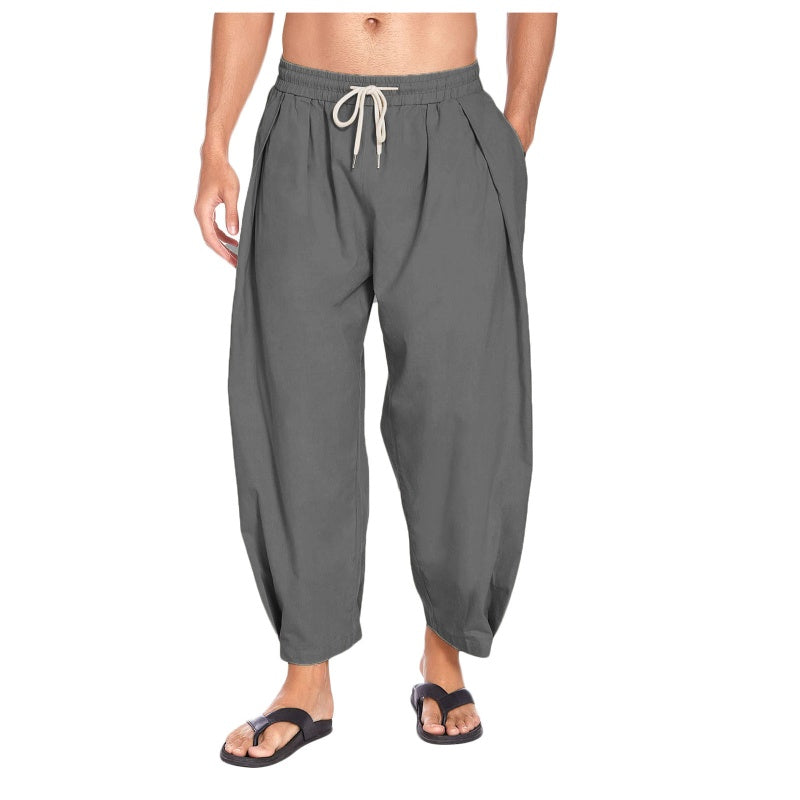 Men's Loose Fit Drawstring Casual Trousers