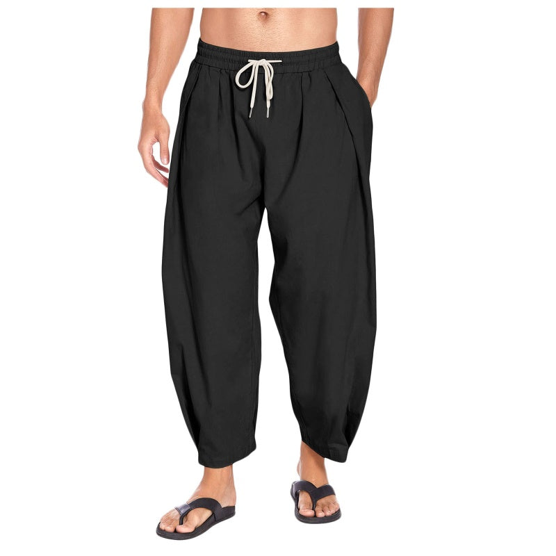 Men's Loose Fit Drawstring Casual Trousers