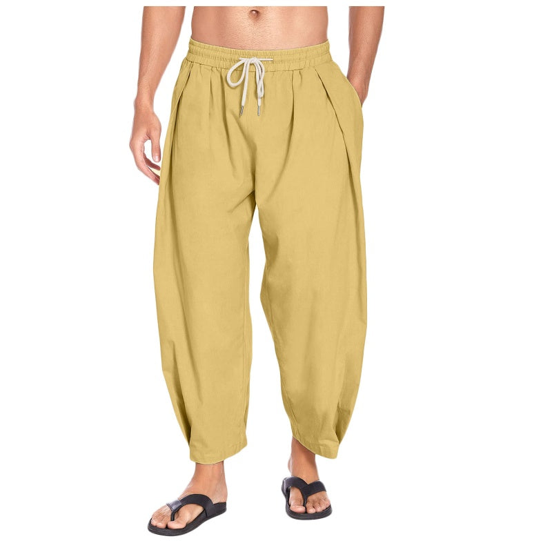 Men's Loose Fit Drawstring Casual Trousers
