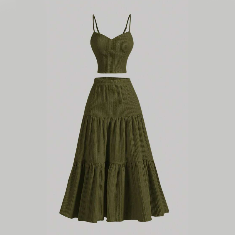 High Waist A-Line Skirt and Cami Top Set
