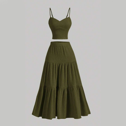 High Waist A-Line Skirt and Cami Top Set