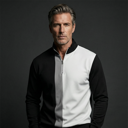 Men's Color-Block Quarter-Zip Tracksuit Set