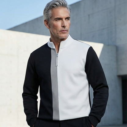 Men's Color-Block Quarter-Zip Tracksuit Set