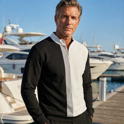 Men's Color-Block Quarter-Zip Tracksuit Set