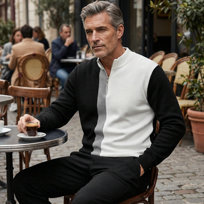 Men's Color-Block Quarter-Zip Tracksuit Set