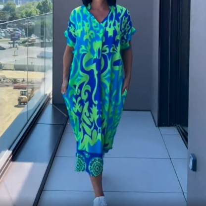 Women's Casual Elegant Printed V-Neck Dress