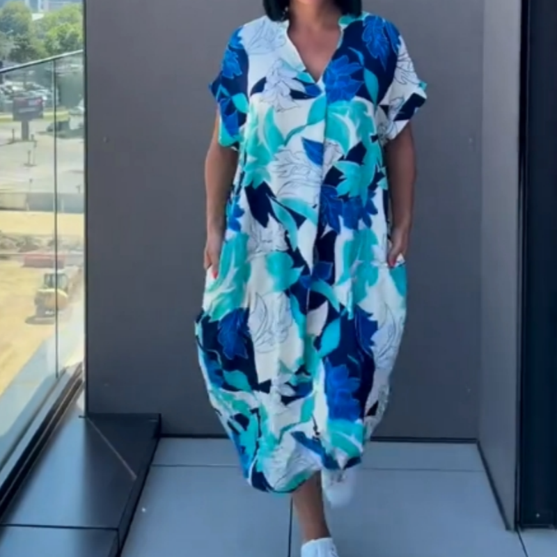 Women's Casual Elegant Printed V-Neck Dress