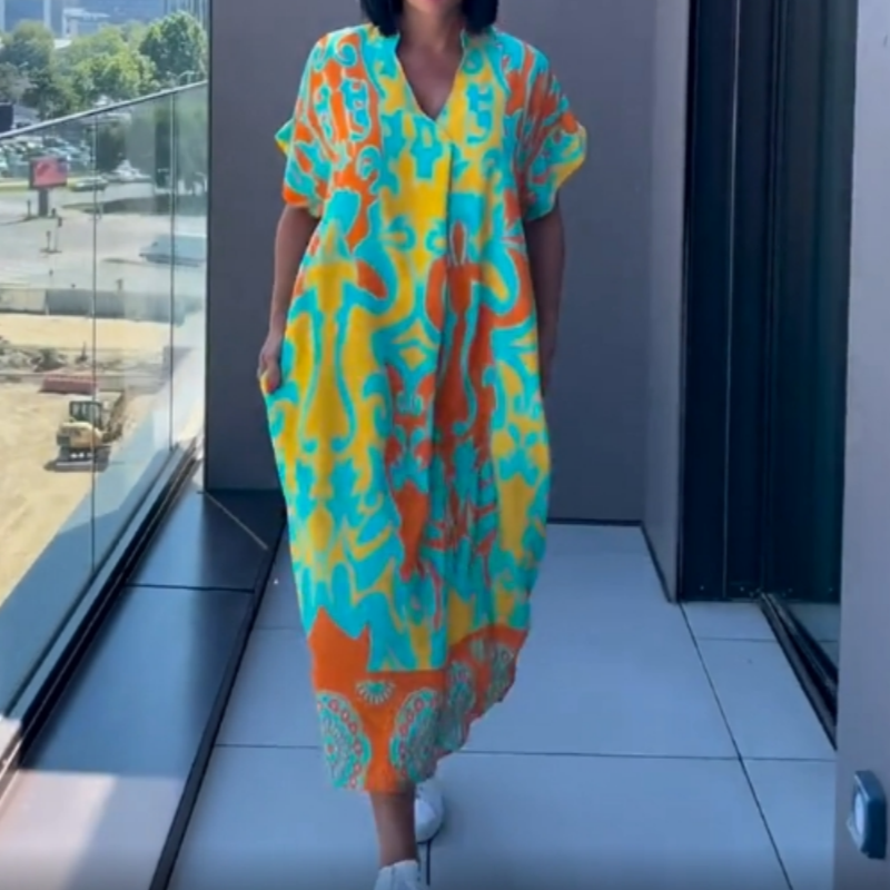 Women's Casual Elegant Printed V-Neck Dress