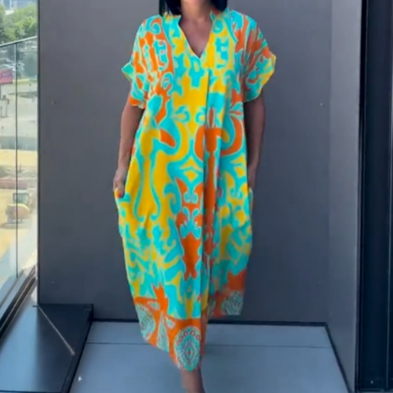 Women's Casual Elegant Printed V-Neck Dress