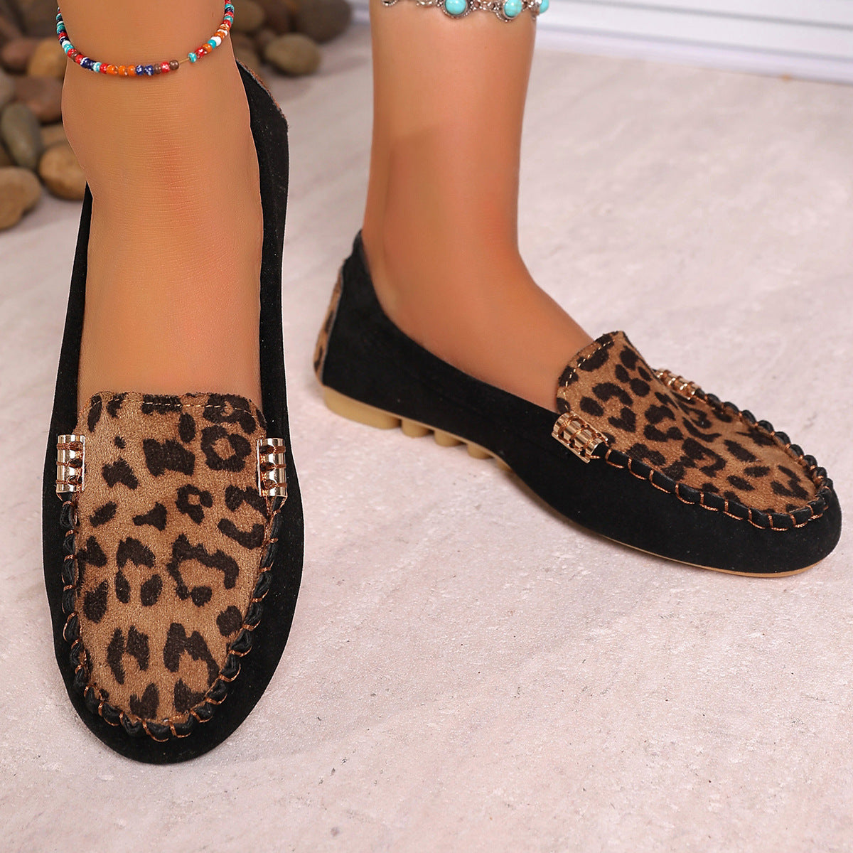 🌸Spring Hot Sale-🌸Women's Fashion Leopard Print Patchwork Loafers