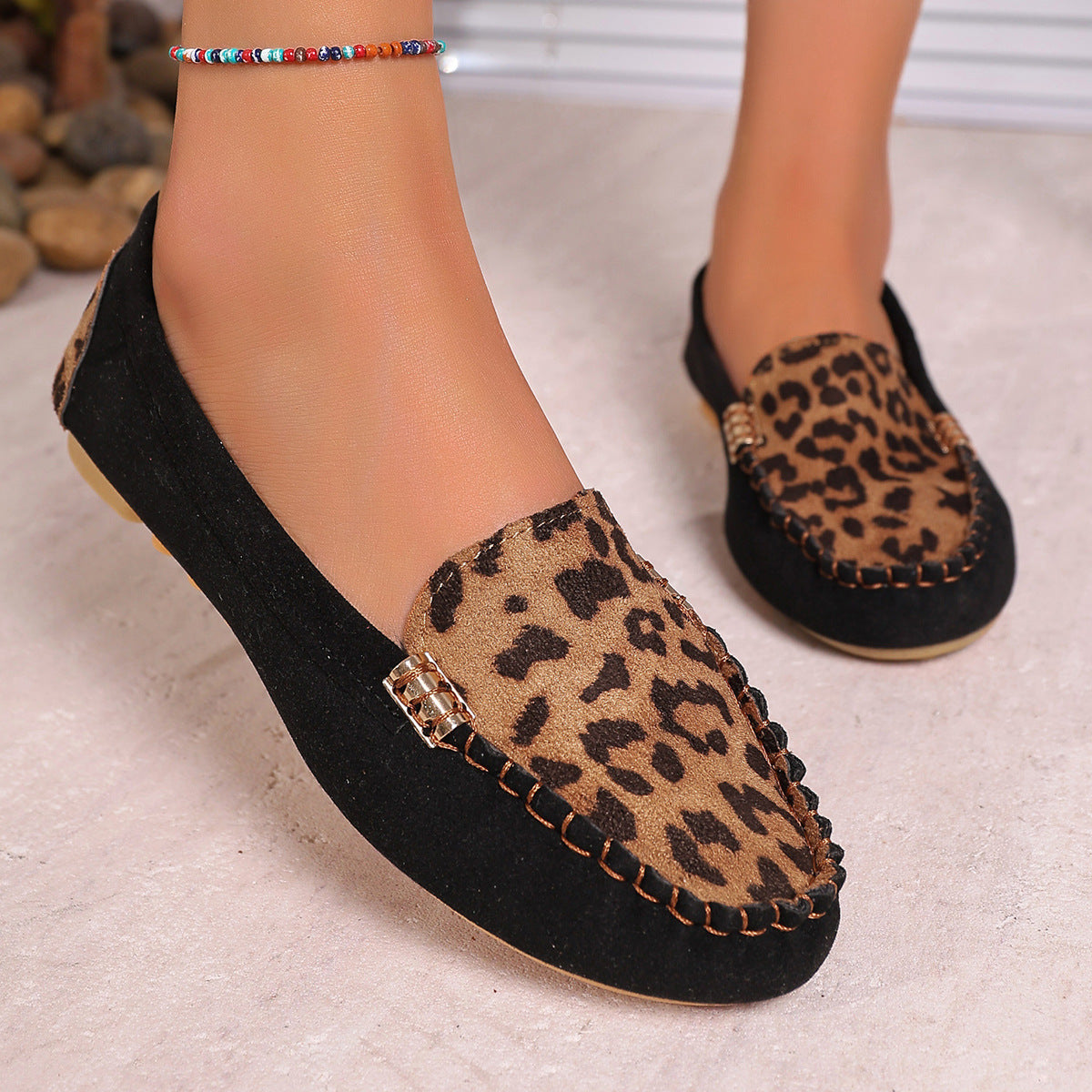 🌸Spring Hot Sale-🌸Women's Fashion Leopard Print Patchwork Loafers